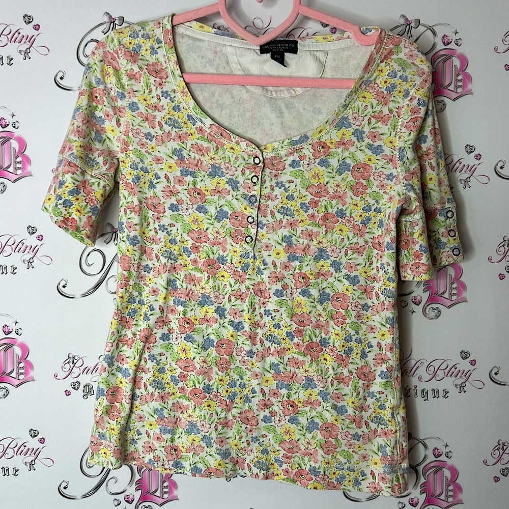 Ralph Lauren jeans co top pastel Floral Button-Down Women's Top